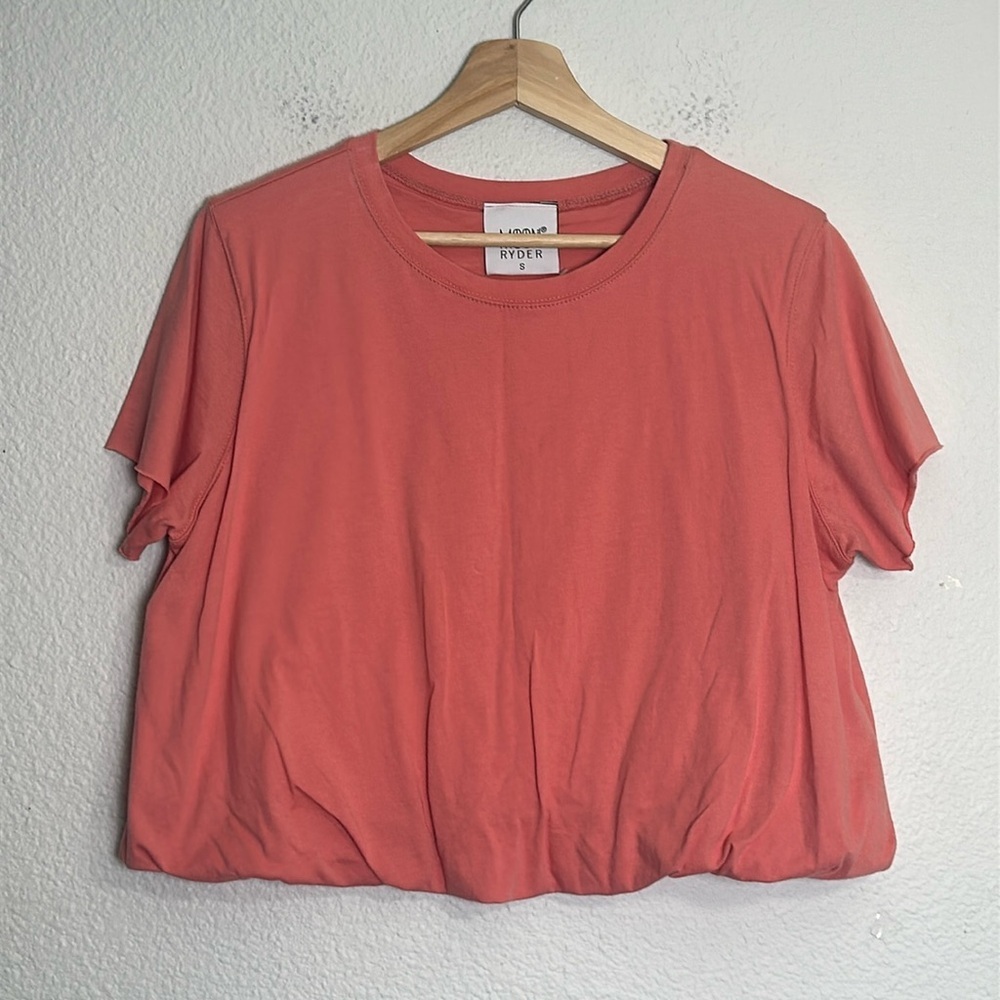 Moon Ryder Coral Pink Bubble Short Sleeve Top Size‎ Small NWT Crop Boho Festival